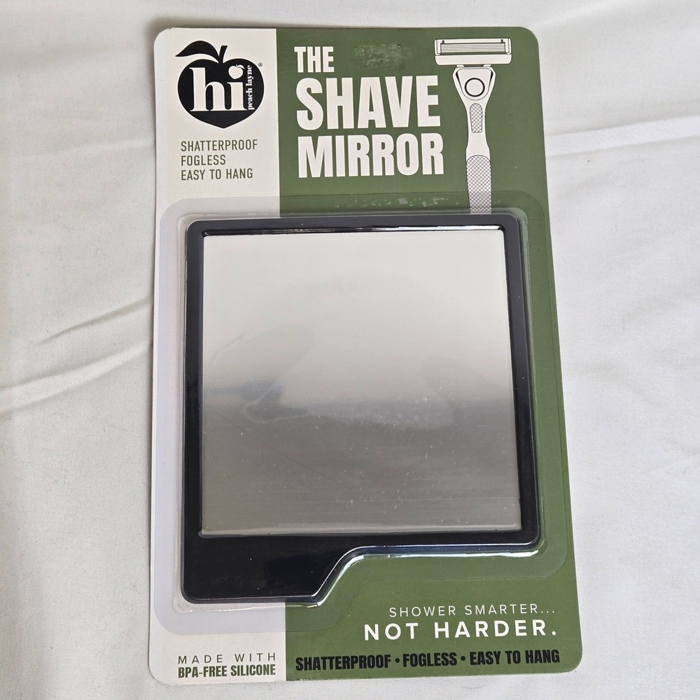 Hi Peach Layne Shave Mirror Black Shatterproof Fogless Easy To Hang New
